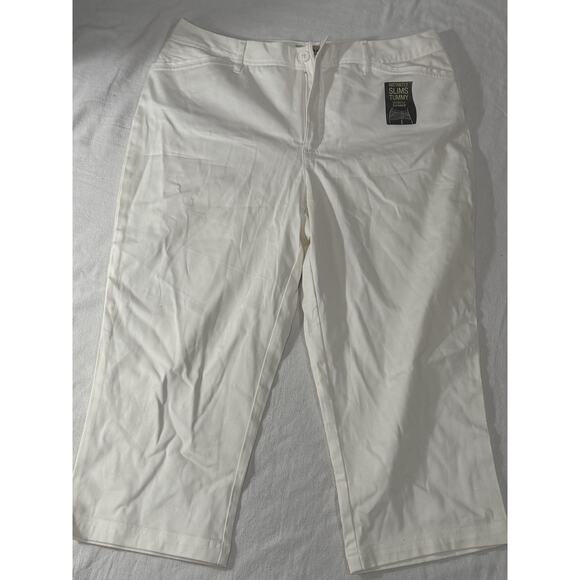 St. John's Bay Pants - St. John's Bay White Capri Pants Twill Straight Leg Stretch Women Tall NEW